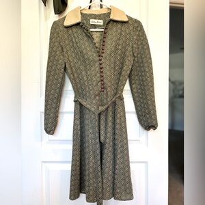 Vintage 1970’s Neiman Marcus Green with Purple Buttons dress